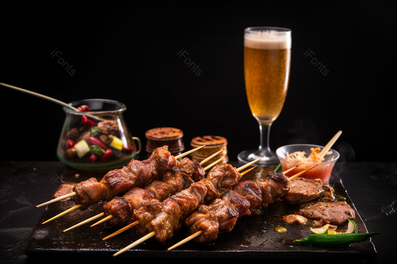 夜晚丰富夜宵啤酒烧烤美食,高清,摄影图,摄影图片,图片大全,摄影图免费下载